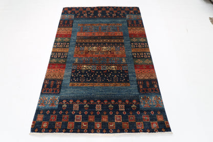 121 x 188 cm | Gabbeh Area Rug Afghan Hand Knotted veg Dye Wool carpet