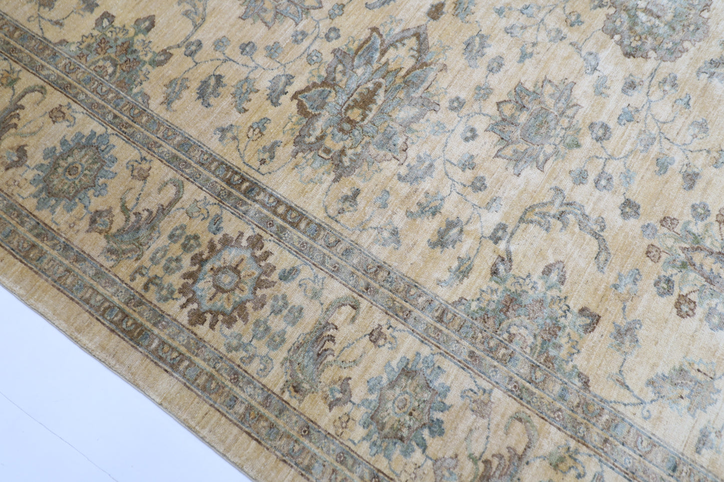 254 x 293 cm | Floral Beige Oriental Area Rug Afghan Tribal Hand Knotted veg Dye Wool carpet