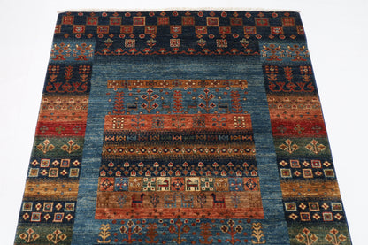 121 x 188 cm | Gabbeh Area Rug Afghan Hand Knotted veg Dye Wool carpet