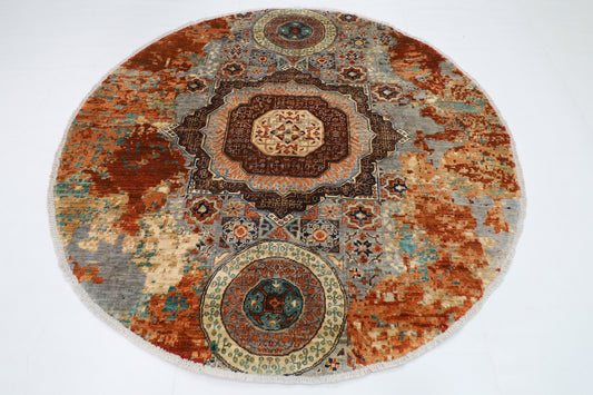 200 x 200 cm | Oriental Abstract Mamluk Rug Afghan Hand Knotted Veg Dye Wool carpet