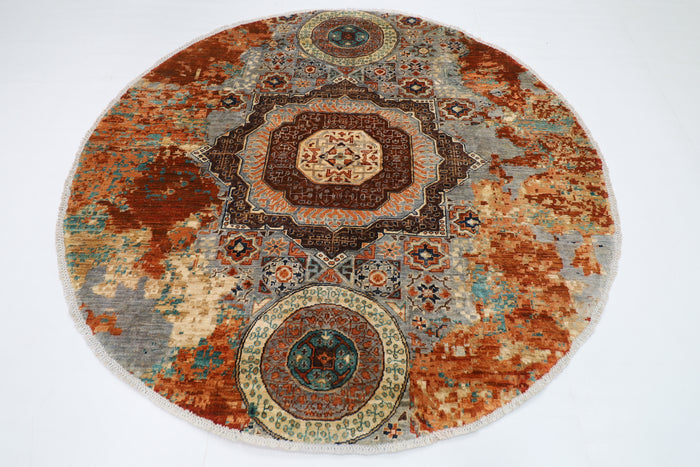200 x 200 cm | Oriental Abstract Mamluk Rug Afghan Hand Knotted Veg Dye Wool carpet