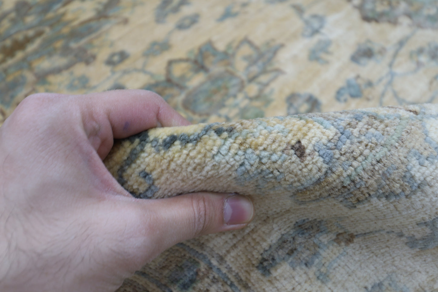 254 x 293 cm | Floral Beige Oriental Area Rug Afghan Tribal Hand Knotted veg Dye Wool carpet