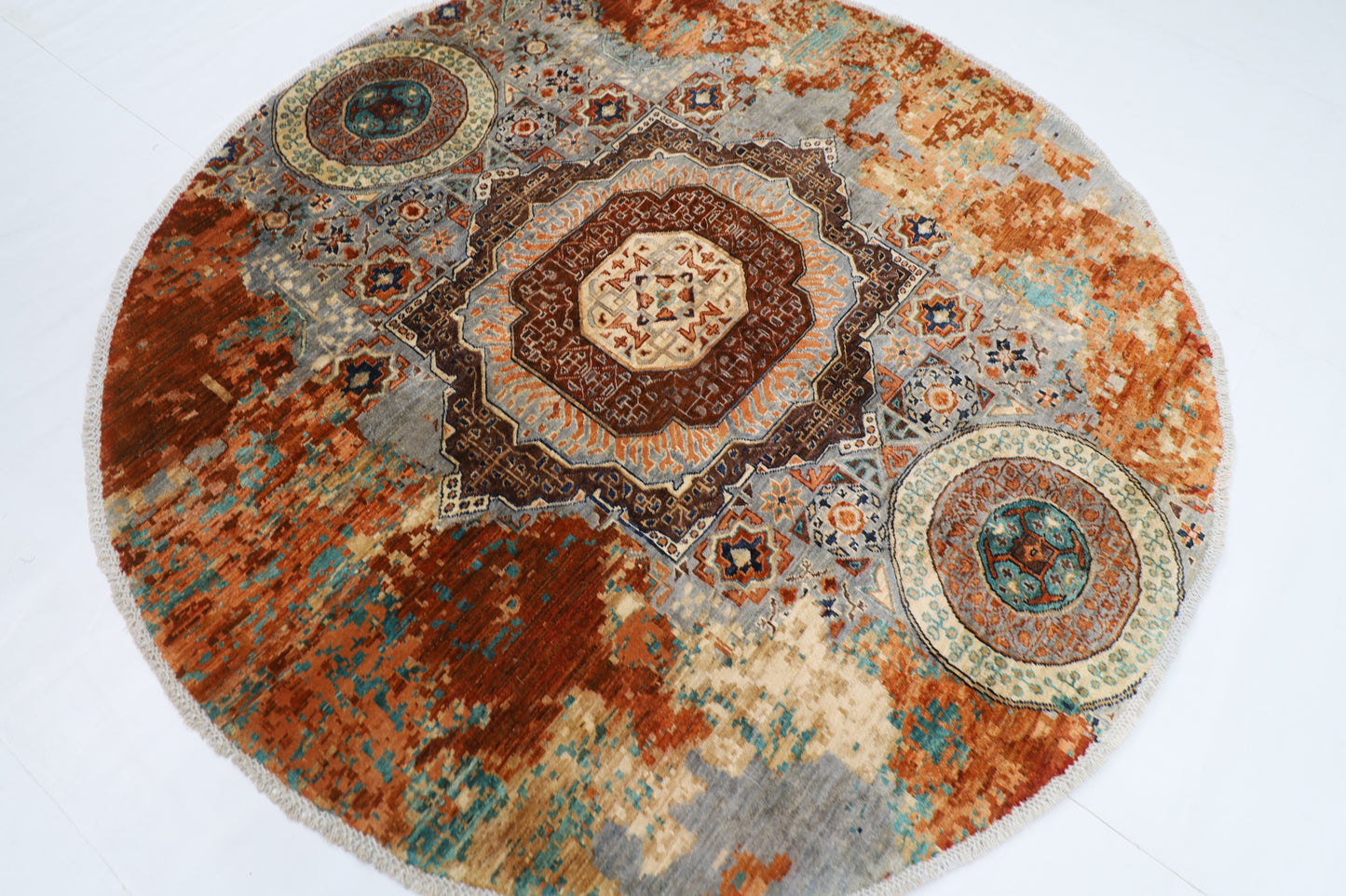 200 x 200 cm | Oriental Abstract Mamluk Rug Afghan Hand Knotted Veg Dye Wool carpet