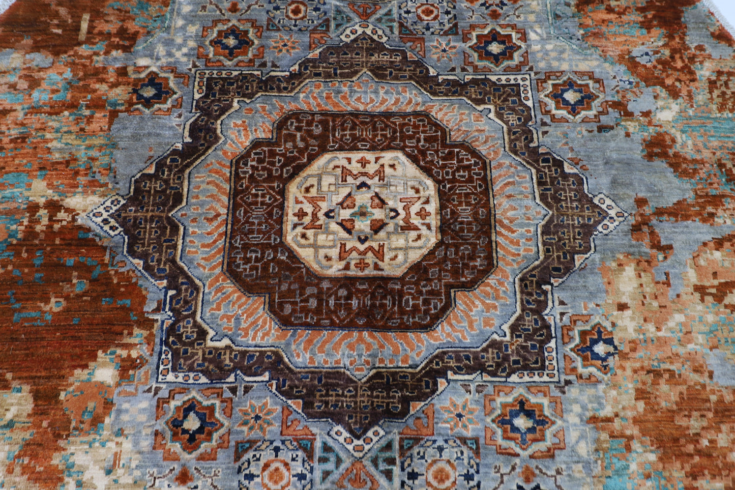 200 x 200 cm | Oriental Abstract Mamluk Rug Afghan Hand Knotted Veg Dye Wool carpet
