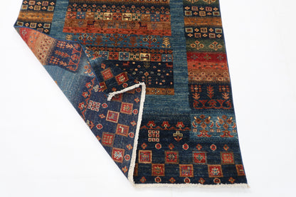 121 x 188 cm | Gabbeh Area Rug Afghan Hand Knotted veg Dye Wool carpet