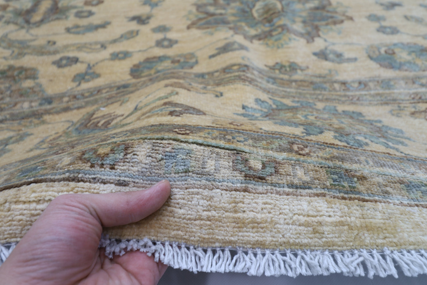 254 x 293 cm | Floral Beige Oriental Area Rug Afghan Tribal Hand Knotted veg Dye Wool carpet