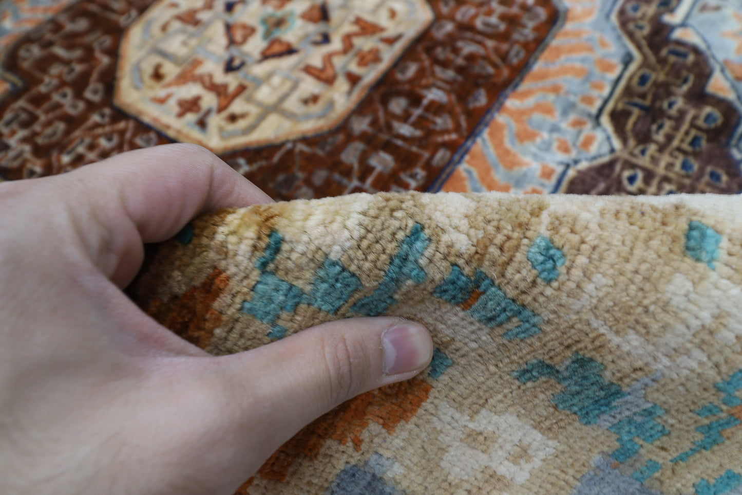 200 x 200 cm | Oriental Abstract Mamluk Rug Afghan Hand Knotted Veg Dye Wool carpet