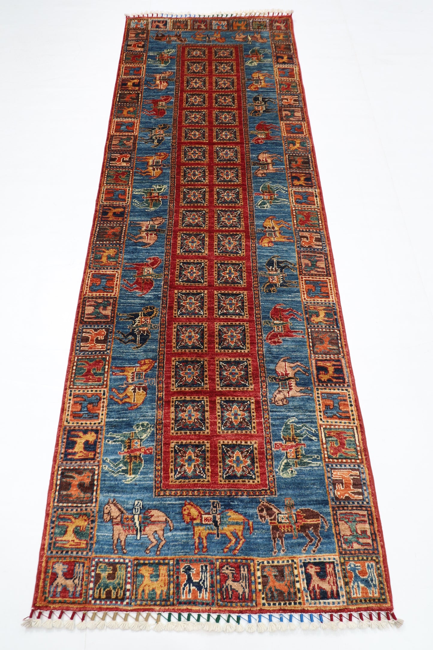 85 x 250 cm | Animal Tribal Runner Rug Afghan Hand Knotted veg Dye Wool carpet