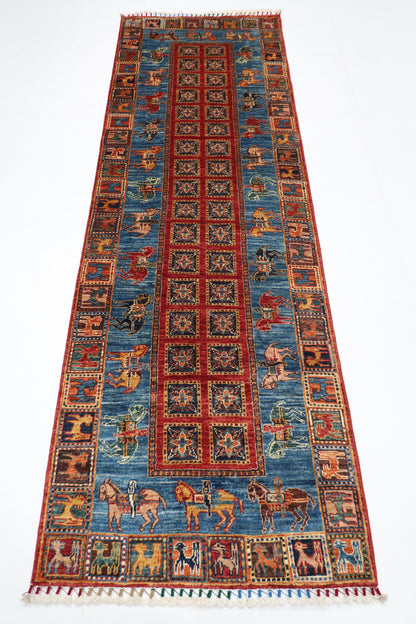 85 x 250 cm | Animal Tribal Runner Rug Afghan Hand Knotted veg Dye Wool carpet