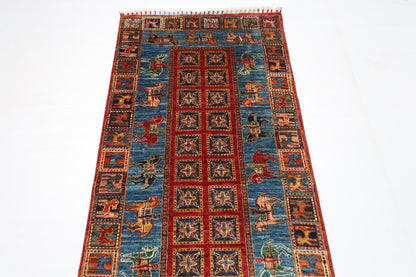 85 x 250 cm | Animal Tribal Runner Rug Afghan Hand Knotted veg Dye Wool carpet