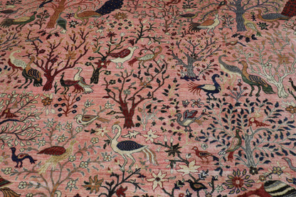 309 x 425 cm | Birds Pink Afghan Veg Dye Wool carpet