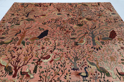 309 x 425 cm | Birds Pink Afghan Veg Dye Wool carpet