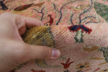 309 x 425 cm | Birds Pink Afghan Veg Dye Wool carpet