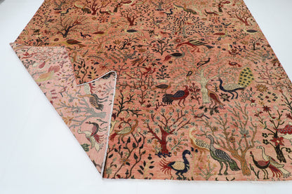 309 x 425 cm | Birds Pink Afghan Veg Dye Wool carpet