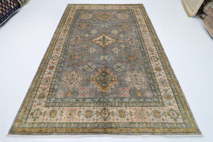 200 x 304 cm | Oriental Kazak Gray Area Rug Afghan Hand Knotted Veg Dye Wool carpet
