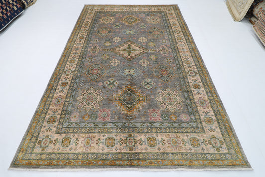 200 x 304 cm | Oriental Kazak Gray Area Rug Afghan Hand Knotted Veg Dye Wool carpet