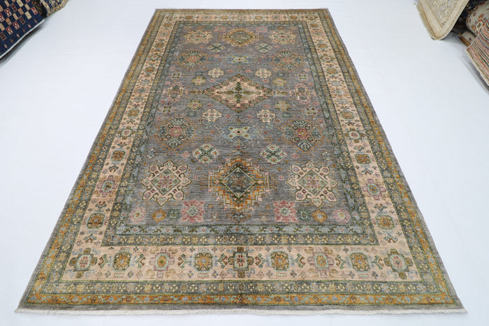200 x 304 cm | Oriental Kazak Gray Area Rug Afghan Hand Knotted Veg Dye Wool carpet