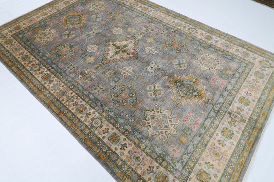 200 x 304 cm | Oriental Kazak Gray Area Rug Afghan Hand Knotted Veg Dye Wool carpet