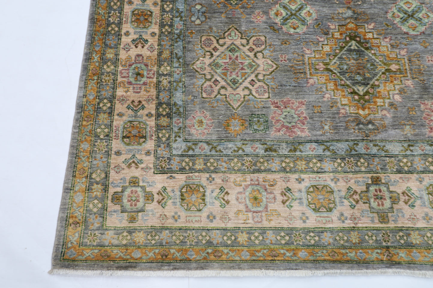 200 x 304 cm | Oriental Kazak Gray Area Rug Afghan Hand Knotted Veg Dye Wool carpet
