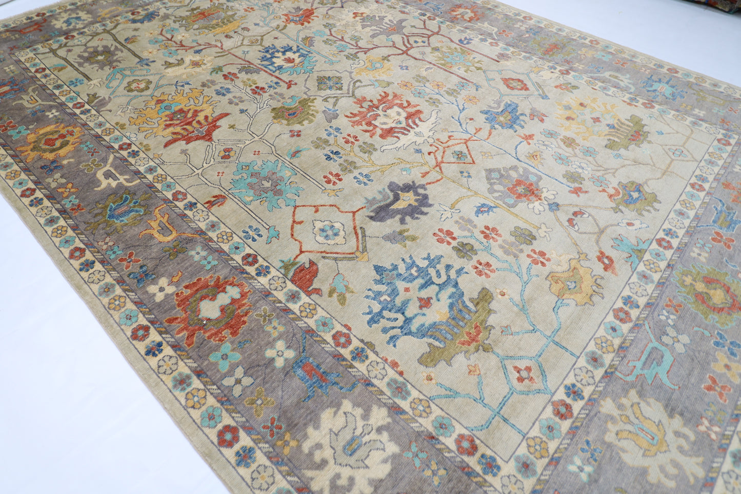 303 x 428 cm | Oushak Handmade Afghan Area Rug Hand Knotted Carpet Living Room Rug