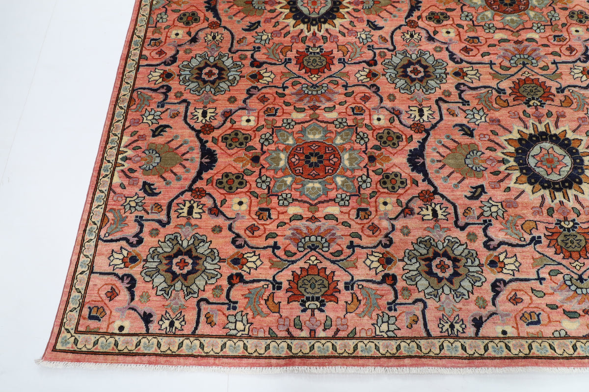305 x 421 cm | Pink Floral Afghan Veg Dye Wool carpet