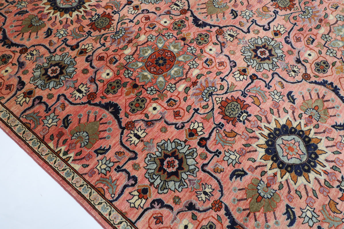 305 x 421 cm | Pink Floral Afghan Veg Dye Wool carpet