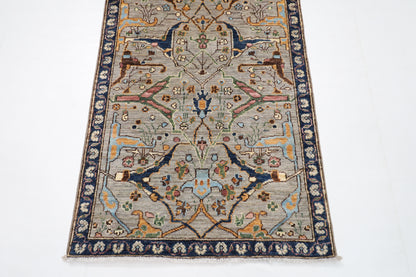 84 x 298 cm | Tribal Gray Runner Rug Afghan Hand Knotted veg Dye Wool carpet