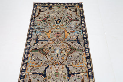 84 x 298 cm | Tribal Gray Runner Rug Afghan Hand Knotted veg Dye Wool carpet