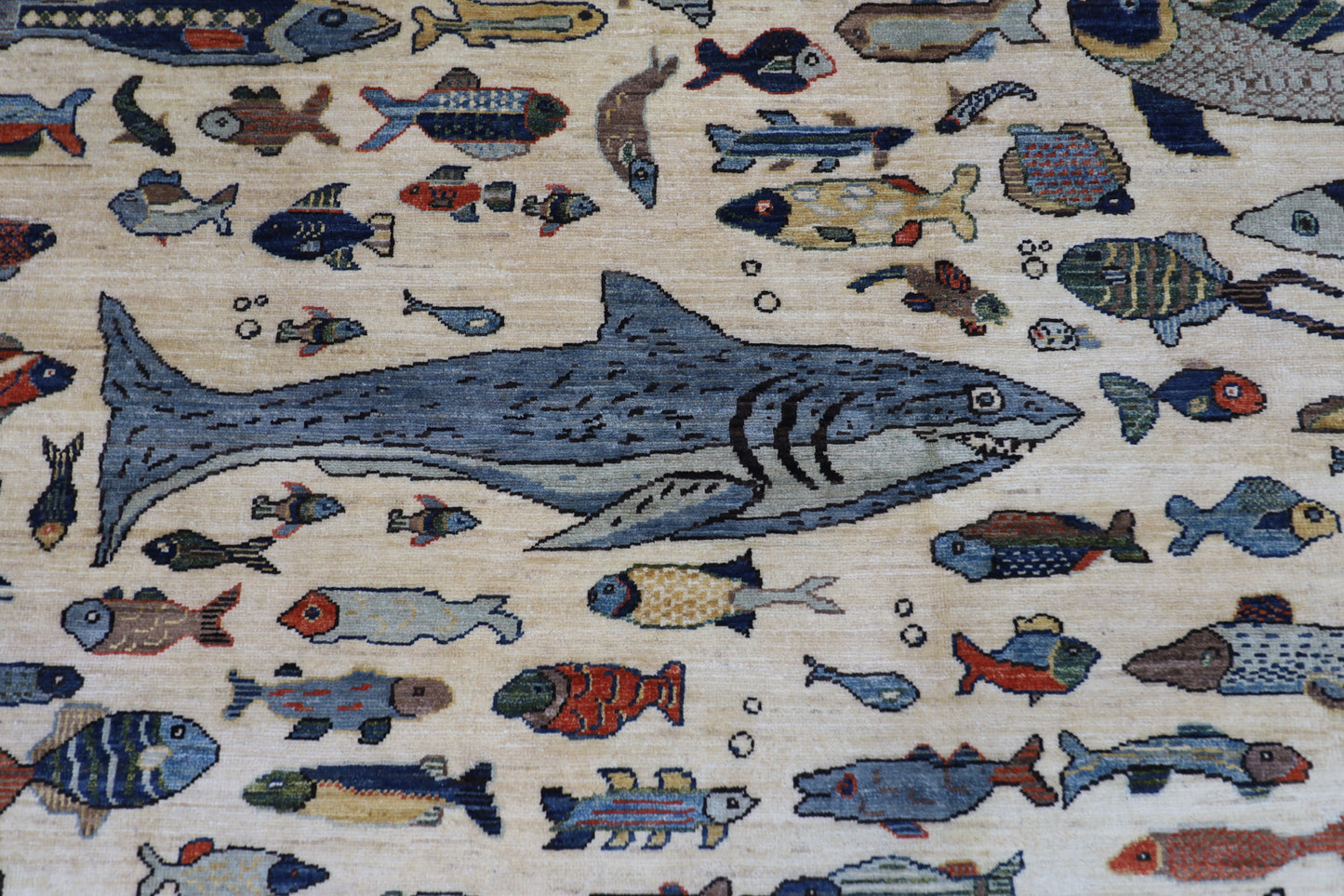 200 x 298 cm | Oriental Fish Beige Area Rug Afghan Hand Knotted Veg Dye Wool carpet
