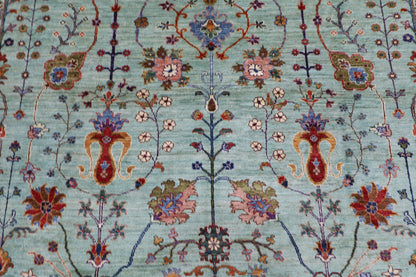 267 x 364 cm | Green Sultani Handmade Afghan Area Rug Hand Knotted Carpet Living Room Rug