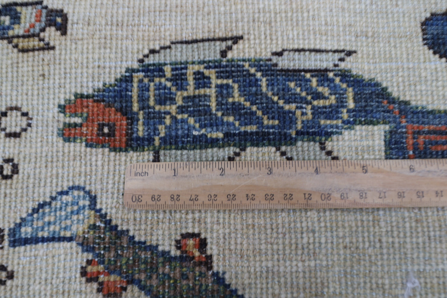 200 x 298 cm | Oriental Fish Beige Area Rug Afghan Hand Knotted Veg Dye Wool carpet