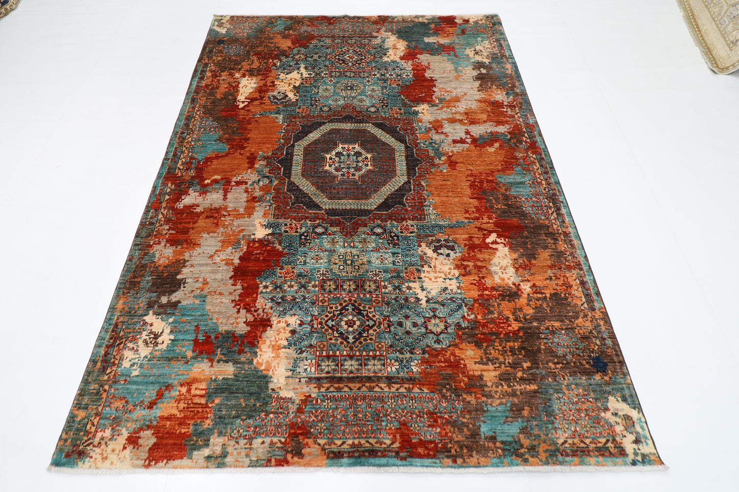 170 x 237 cm | Oriental Abstract Mamluk Area Rug Afghan Hand Knotted Veg Dye Wool carpet