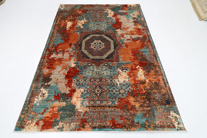 170 x 237 cm | Oriental Abstract Mamluk Area Rug Afghan Hand Knotted Veg Dye Wool carpet