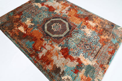 170 x 237 cm | Oriental Abstract Mamluk Area Rug Afghan Hand Knotted Veg Dye Wool carpet
