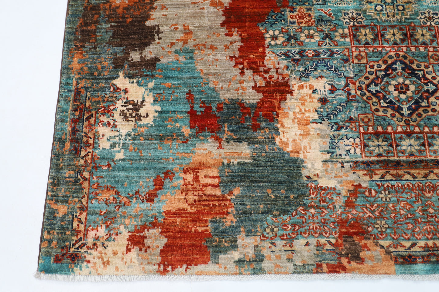 170 x 237 cm | Oriental Abstract Mamluk Area Rug Afghan Hand Knotted Veg Dye Wool carpet