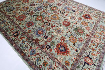 295 x 392 cm | Green Bidjar Handmade Afghan Area Rug Hand Knotted Carpet Living Room Rug