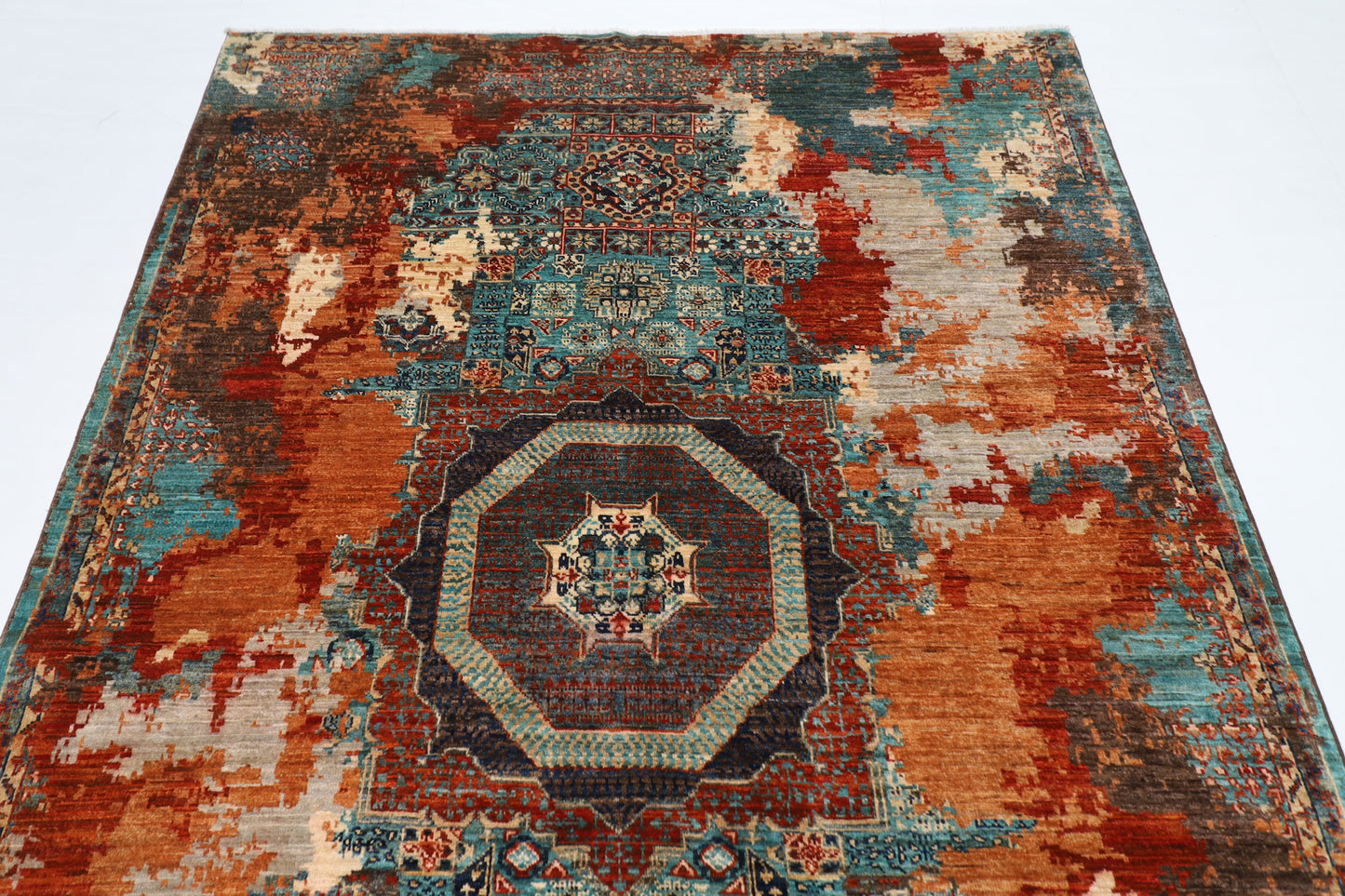 170 x 237 cm | Oriental Abstract Mamluk Area Rug Afghan Hand Knotted Veg Dye Wool carpet