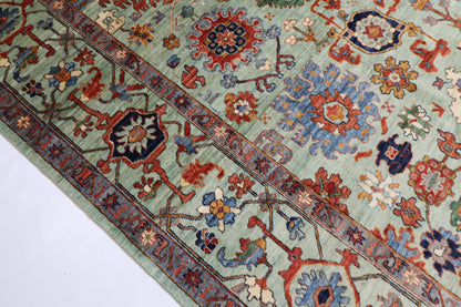 295 x 392 cm | Green Bidjar Handmade Afghan Area Rug Hand Knotted Carpet Living Room Rug