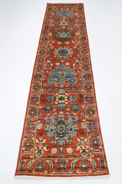 78 x 300 cm | Tribal Orenge Runner Rug Afghan Hand Knotted veg Dye Wool carpet