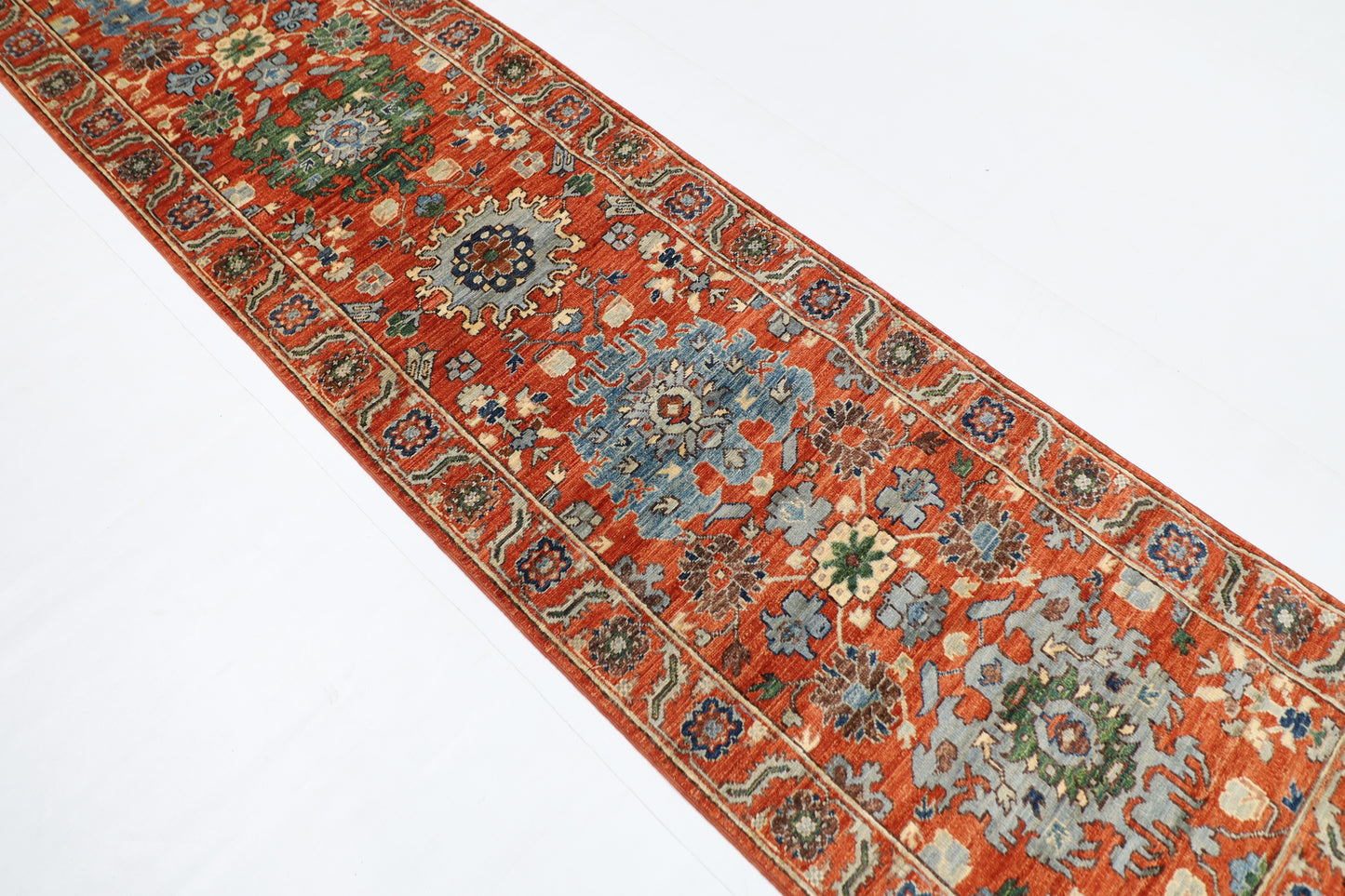 78 x 300 cm | Tribal Orenge Runner Rug Afghan Hand Knotted veg Dye Wool carpet