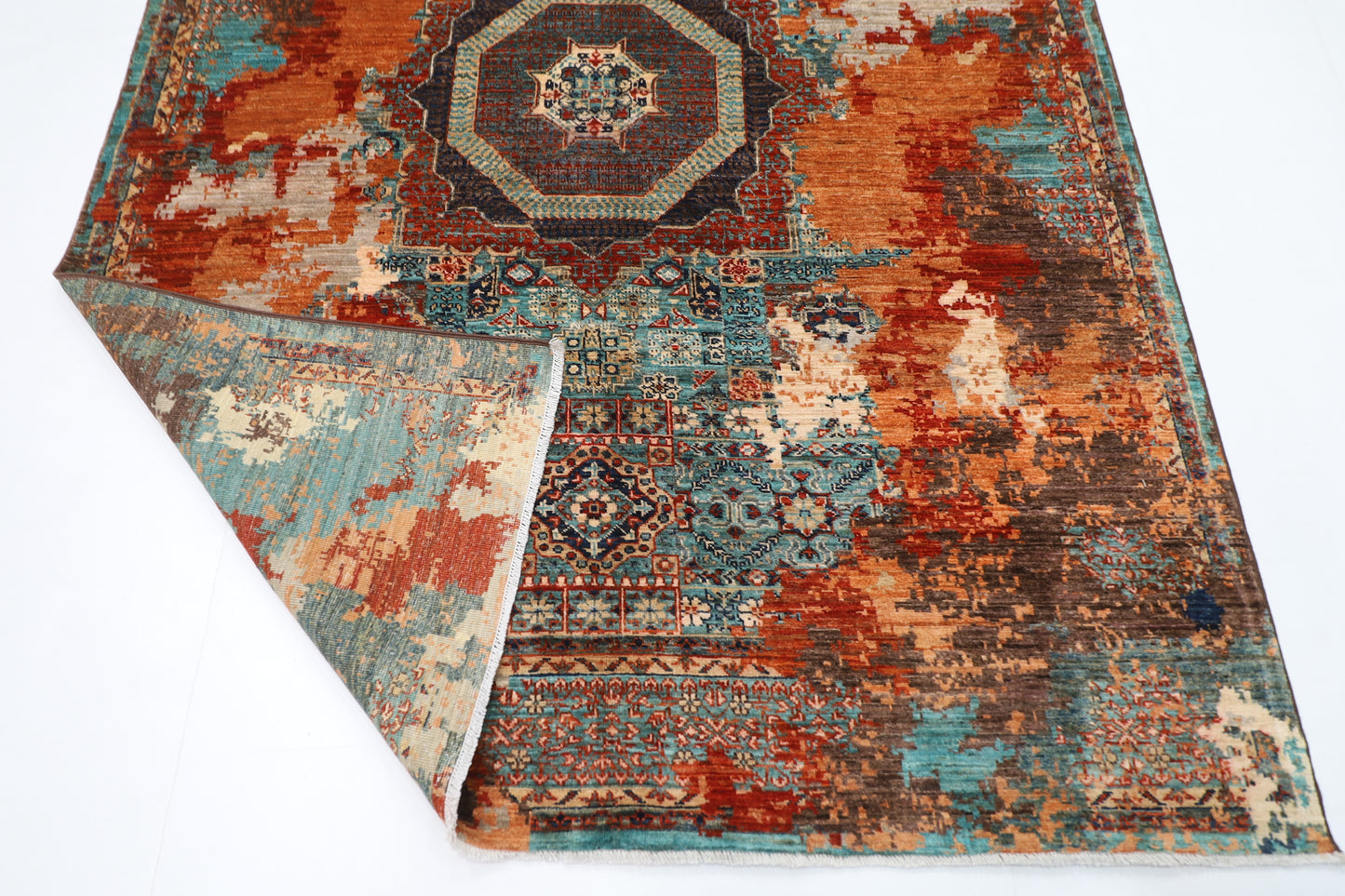 170 x 237 cm | Oriental Abstract Mamluk Area Rug Afghan Hand Knotted Veg Dye Wool carpet