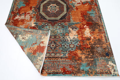 170 x 237 cm | Oriental Abstract Mamluk Area Rug Afghan Hand Knotted Veg Dye Wool carpet