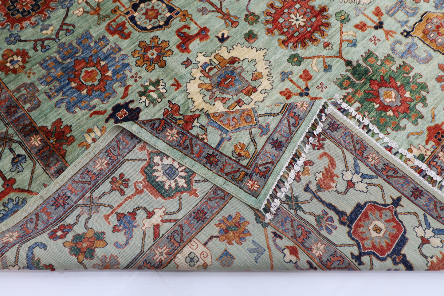295 x 392 cm | Green Bidjar Handmade Afghan Area Rug Hand Knotted Carpet Living Room Rug