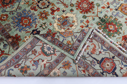 295 x 392 cm | Green Bidjar Handmade Afghan Area Rug Hand Knotted Carpet Living Room Rug