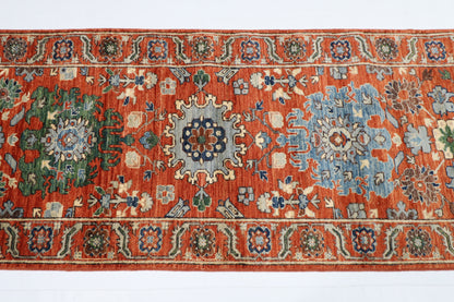 78 x 300 cm | Tribal Orenge Runner Rug Afghan Hand Knotted veg Dye Wool carpet
