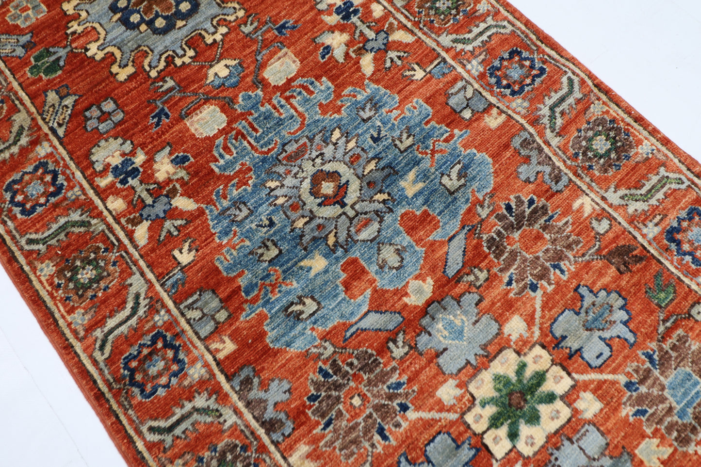 78 x 300 cm | Tribal Orenge Runner Rug Afghan Hand Knotted veg Dye Wool carpet