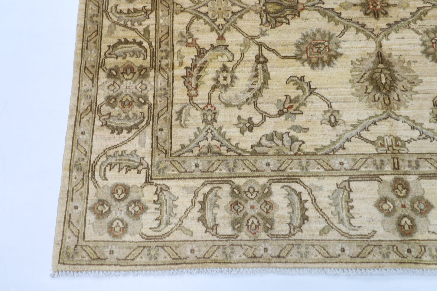 173 x 239 cm | Oriental Floral Beige Area Rug Afghan Hand Knotted Veg Dye Wool carpet