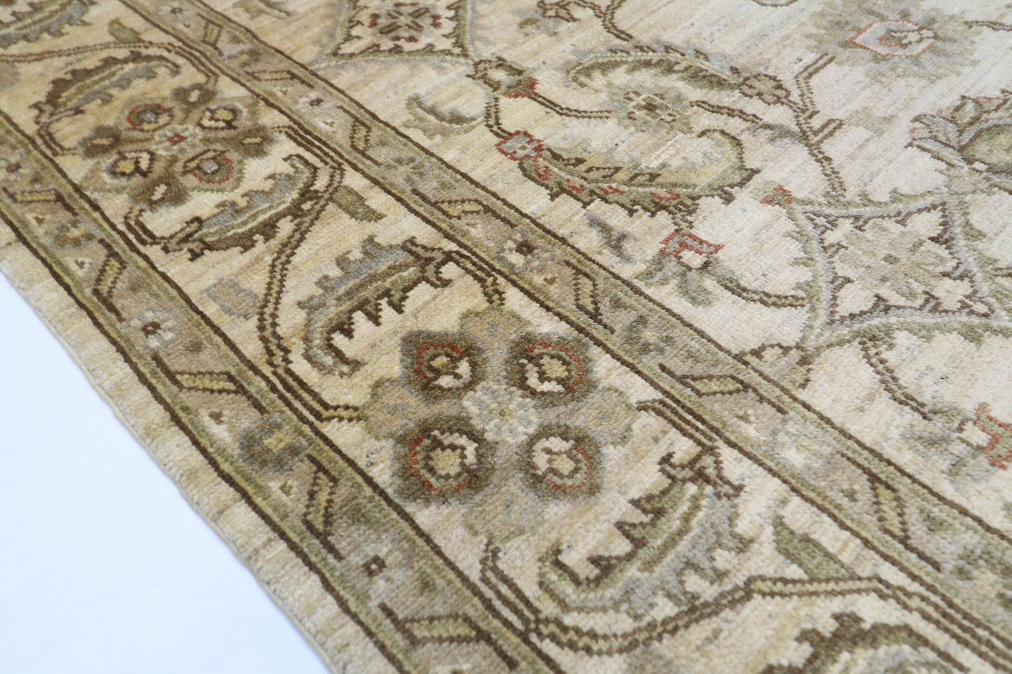 173 x 239 cm | Oriental Floral Beige Area Rug Afghan Hand Knotted Veg Dye Wool carpet