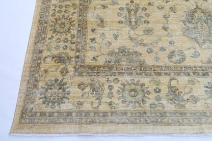 310 x 418 cm | Beige Floral Handmade Afghan Area Rug Hand Knotted Carpet Living Room Rug
