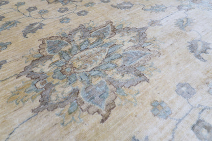 310 x 418 cm | Beige Floral Handmade Afghan Area Rug Hand Knotted Carpet Living Room Rug